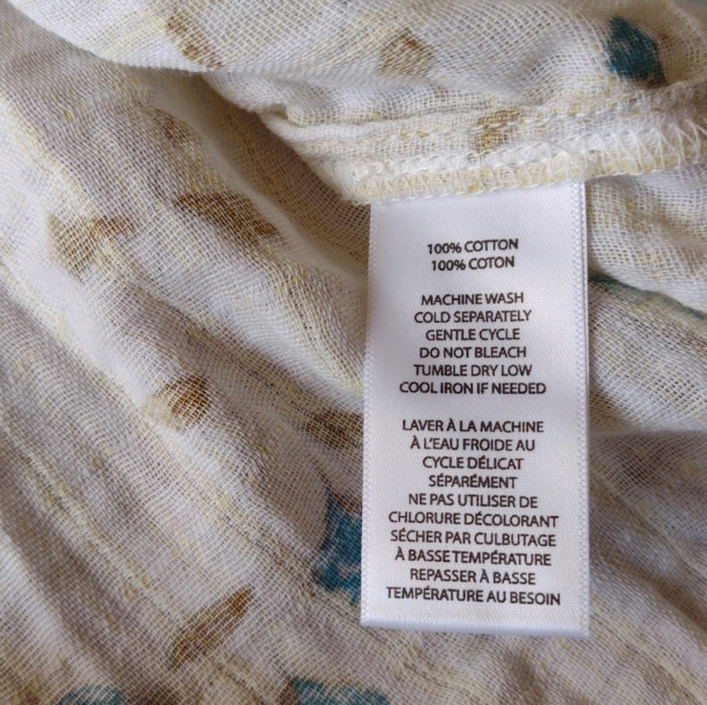 Beach Lunch Lounge Floral Stripe Cotton Peasant Blouse - Picture 6 of 7
